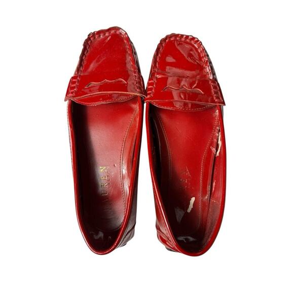 LAUREN RALPH LAUREN Corita Red Soft Patent Leather Loafers Mocs Flats 6.5 Prep - Picture 1 of 11
